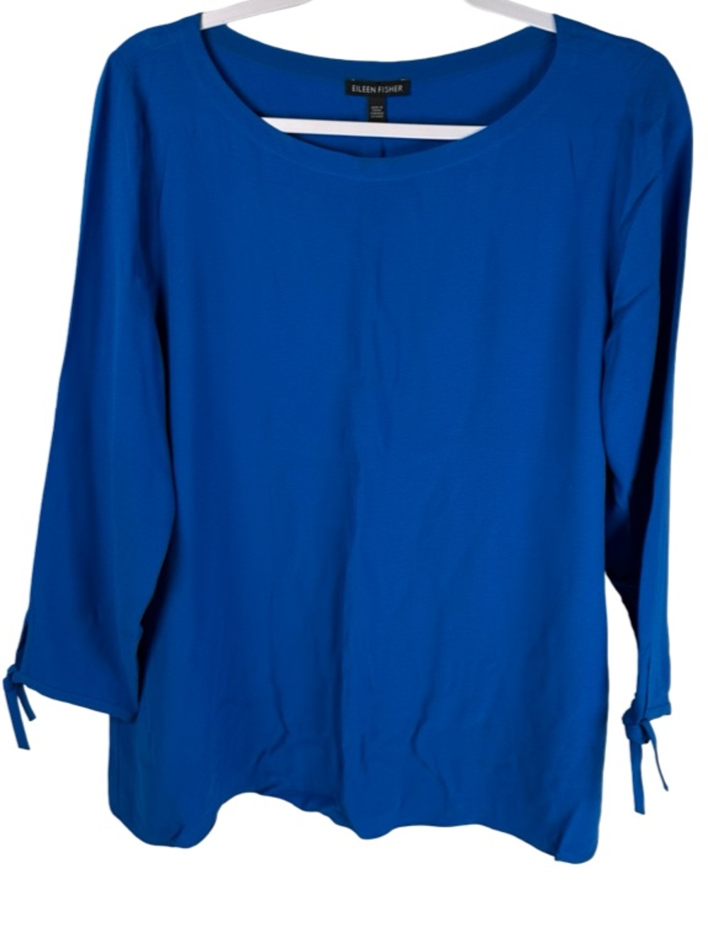 Eileen Fisher Women's Bright Blue 100% Silk 3/4 Sleeve Blouse Top Size Small